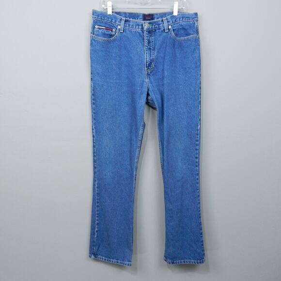 Vintage 90s Y2K Tommy Hilfiger Jeans Sz 15 32 Blue Denim High Rise Straight USA‎ - Picture 1 of 13